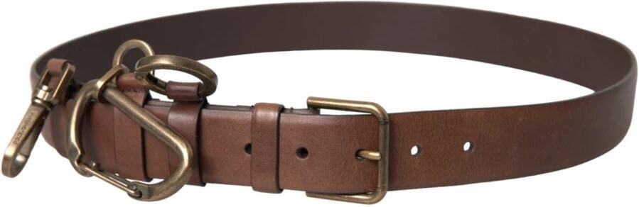 Dolce & Gabbana Bruin Leren Gouden Metalen Gesp Karabijnriem Brown Heren - Foto 12