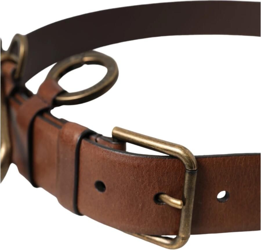 Dolce & Gabbana Bruin Leren Gouden Metalen Gesp Karabijnriem Brown Heren