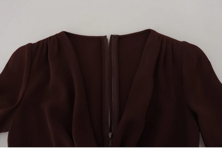 Dolce & Gabbana Bruine Wrap Lange Mouw Midi Stretch Jurk Brown Dames - Foto 2