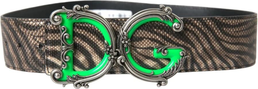 Dolce & Gabbana Bruine Zebra Leren Riem met Metalen Logo Gesp Brown Dames - Foto 3