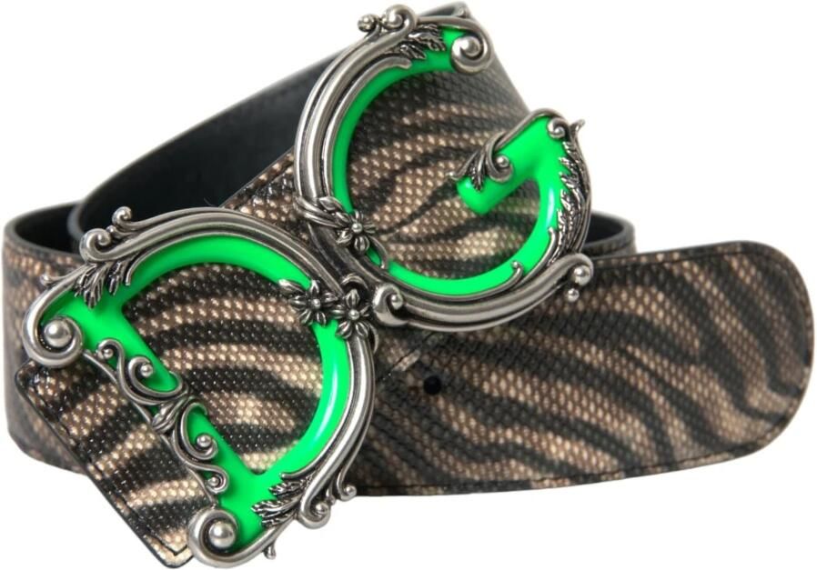 Dolce & Gabbana Bruine Zebra Leren Riem met Metalen Logo Gesp Brown Dames - Foto 2