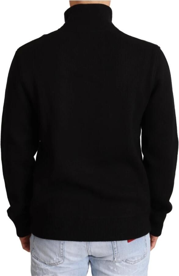 Dolce & Gabbana Black Cashmere Zipper Mens Sweater Zwart Heren - Foto 3