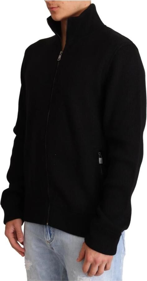 Dolce & Gabbana Black Cashmere Zipper Mens Sweater Zwart Heren - Foto 2