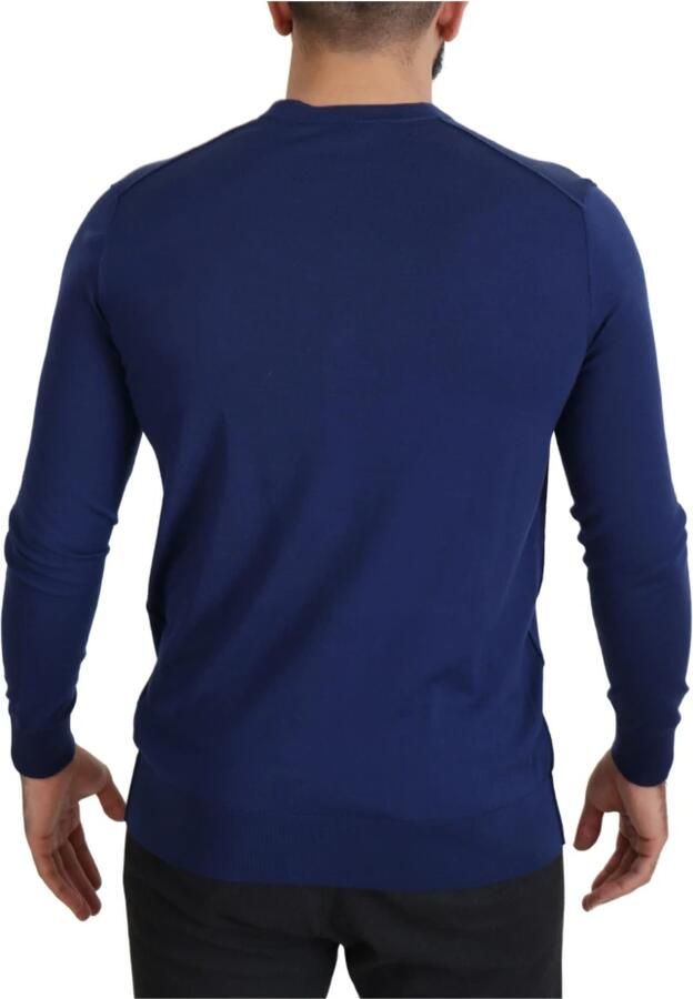 Dolce & Gabbana Blue Button Cardigan Virgin Wool Sweater Blauw - Foto 3