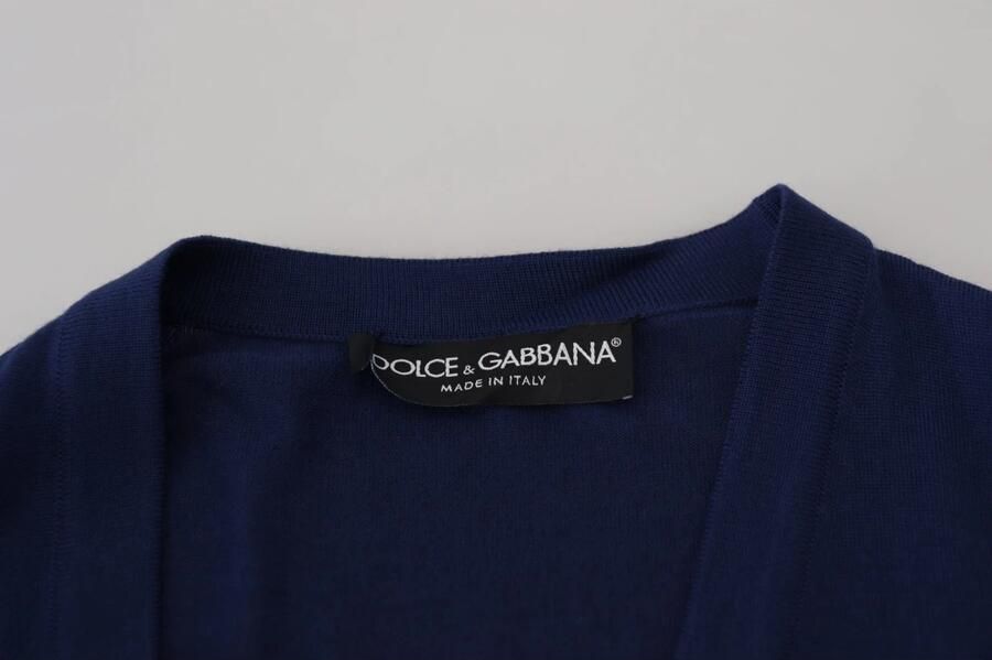Dolce & Gabbana Blue Button Cardigan Virgin Wool Sweater Blauw - Foto 4