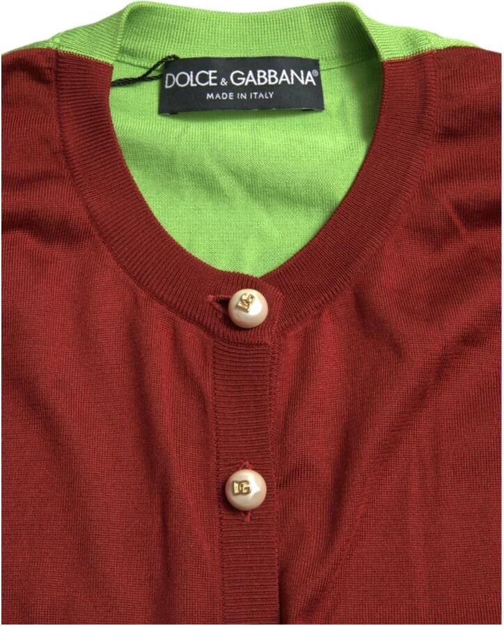 Dolce & Gabbana Zijden Multicolor Crewneck Cardigan Sweater Multicolor Dames