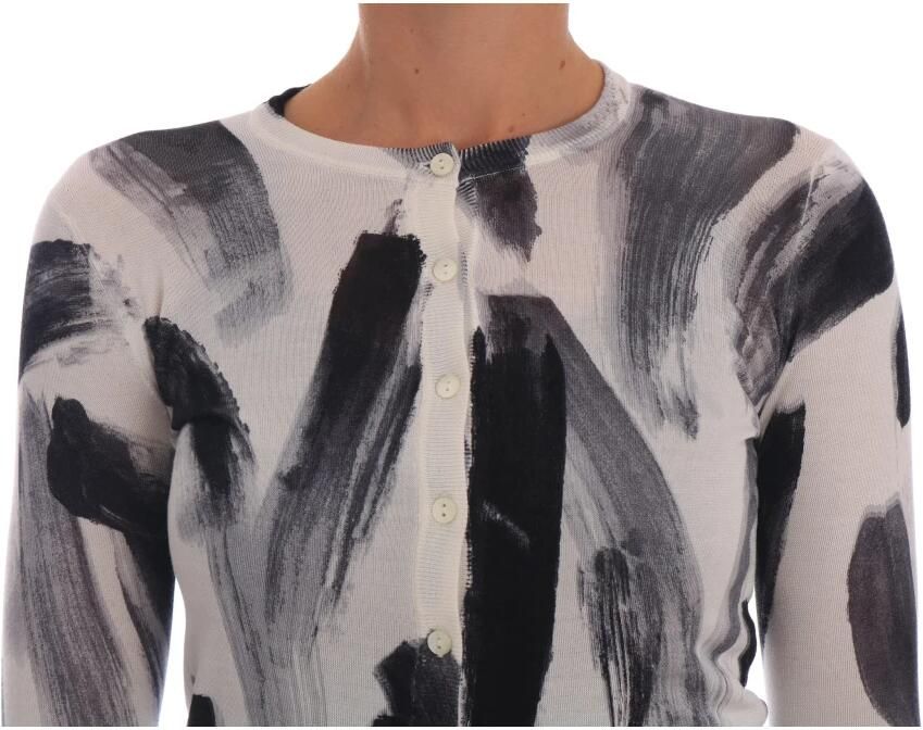 Dolce & Gabbana Cardigan Lightweight Silk Paint Stroke Sweater Meerkleurig Dames