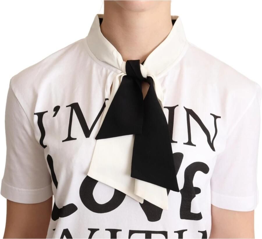 Dolce & Gabbana Witte Katoenen Zijden I'm In Love Top T-shirt White Dames