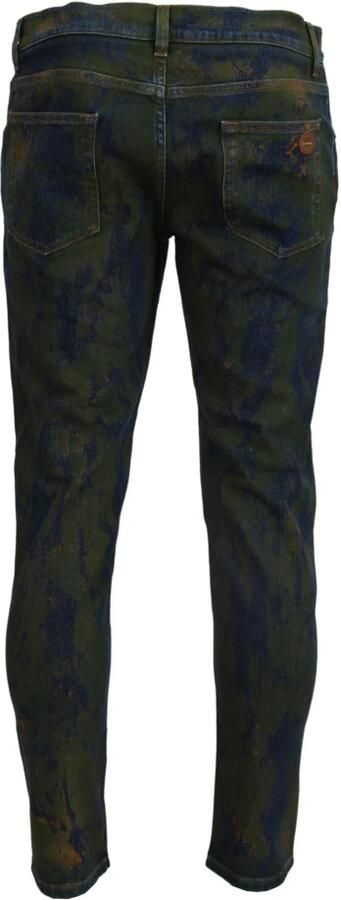 Dolce & Gabbana Blauw Groen Slim-Fit Katoenen Denim Jeans Green Heren - Foto 5