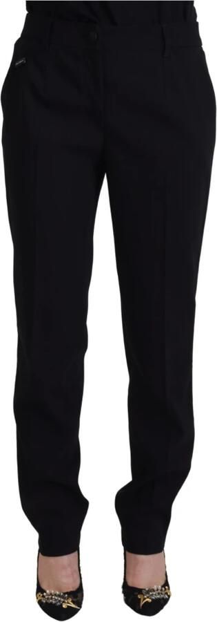 Dolce & Gabbana Black White Stripes Wool Trouser Tapered Pants Zwart Dames - Foto 11