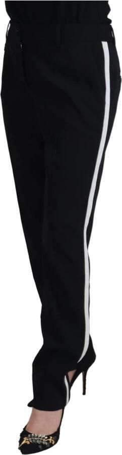 Dolce & Gabbana Black White Stripes Wool Trouser Tapered Pants Zwart Dames - Foto 16