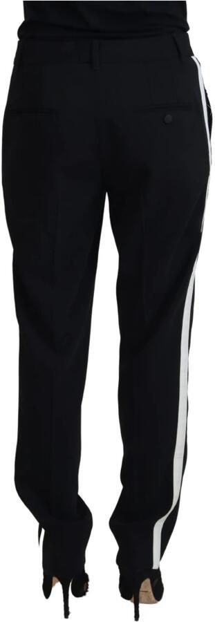 Dolce & Gabbana Black White Stripes Wool Trouser Tapered Pants Zwart Dames - Foto 12