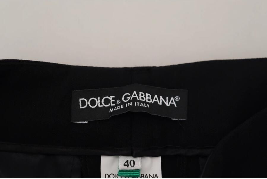 Dolce & Gabbana Black White Stripes Wool Trouser Tapered Pants Zwart Dames - Foto 2