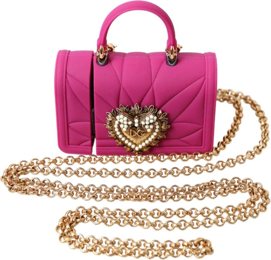 Dolce & Gabbana Chique Gewatteerde Siliconen Airpods Hoesje Roze & Goud Pink Dames - Foto 7