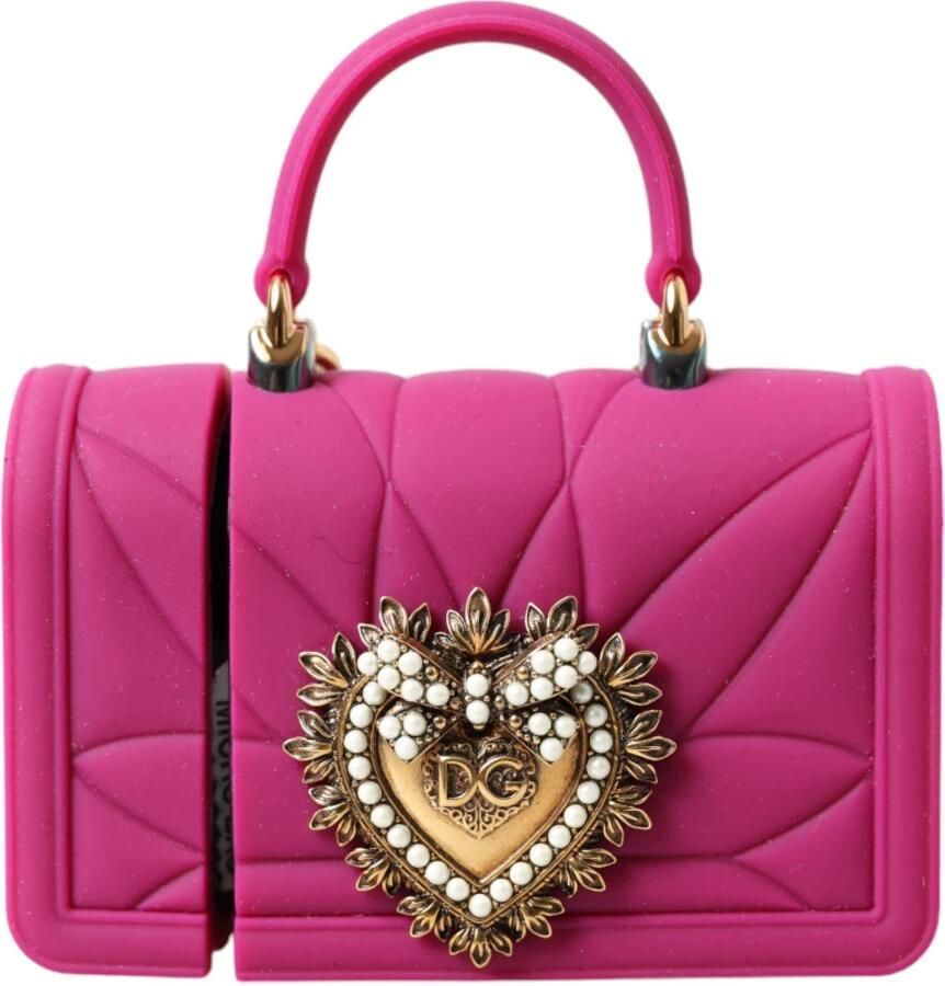 Dolce & Gabbana Chique Gewatteerde Siliconen Airpods Hoesje Roze & Goud Pink Dames - Foto 2