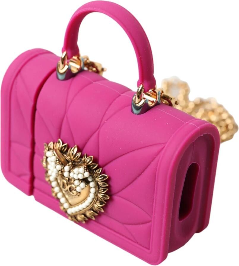 Dolce & Gabbana Chique Gewatteerde Siliconen Airpods Hoesje Roze & Goud Pink Dames - Foto 5