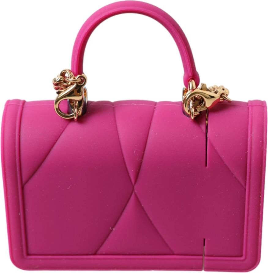 Dolce & Gabbana Chique Gewatteerde Siliconen Airpods Hoesje Roze & Goud Pink Dames