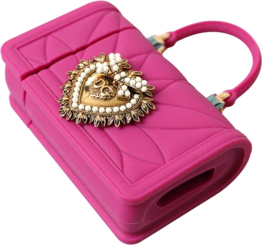 Dolce & Gabbana Chique Gewatteerde Siliconen Airpods Hoesje Roze & Goud Pink Dames - Foto 4