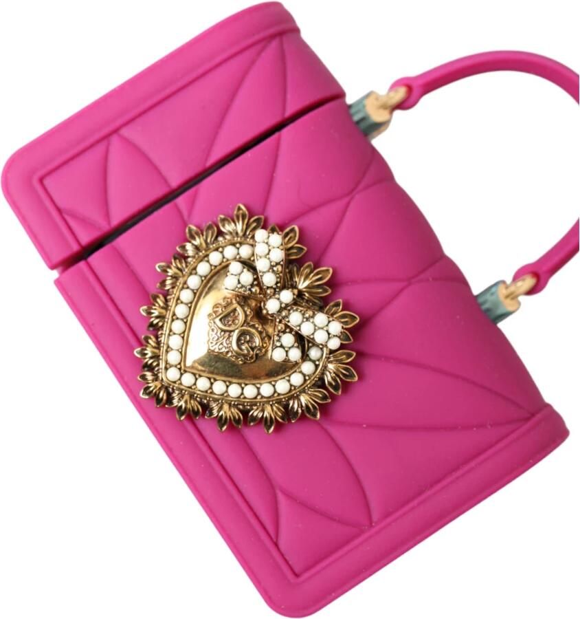 Dolce & Gabbana Chique Gewatteerde Siliconen Airpods Hoesje Roze & Goud Pink Dames - Foto 3