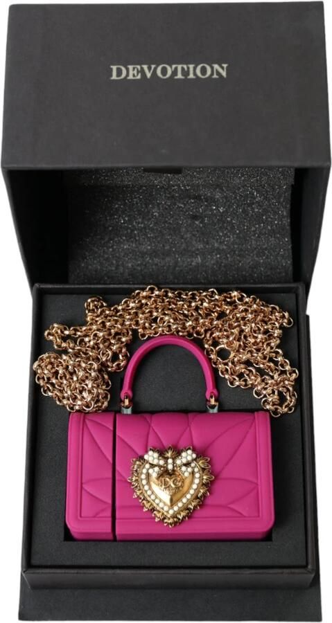 Dolce & Gabbana Chique Gewatteerde Siliconen Airpods Hoesje Roze & Goud Pink Dames - Foto 6