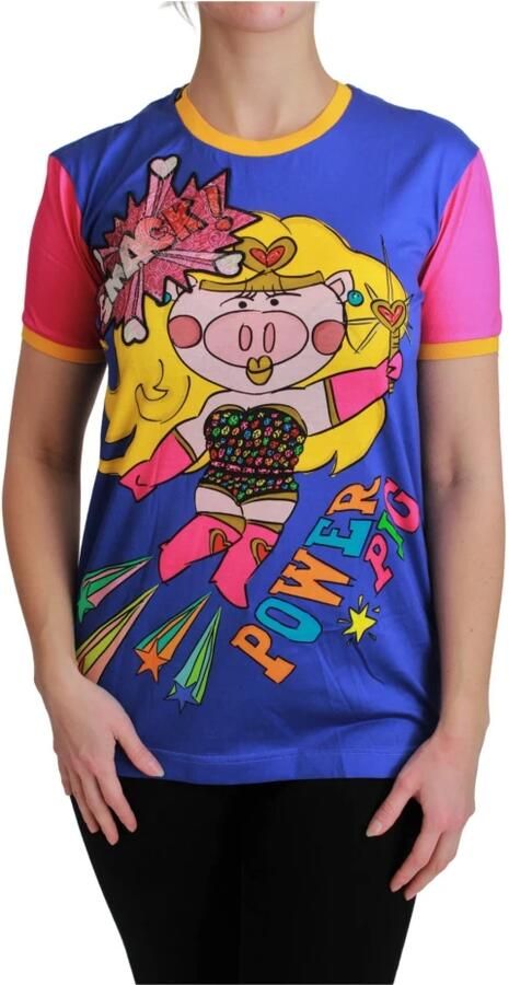 Dolce & Gabbana Paarse Varken Supergirl Katoenen T-shirt Multicolor Dames - Foto 5