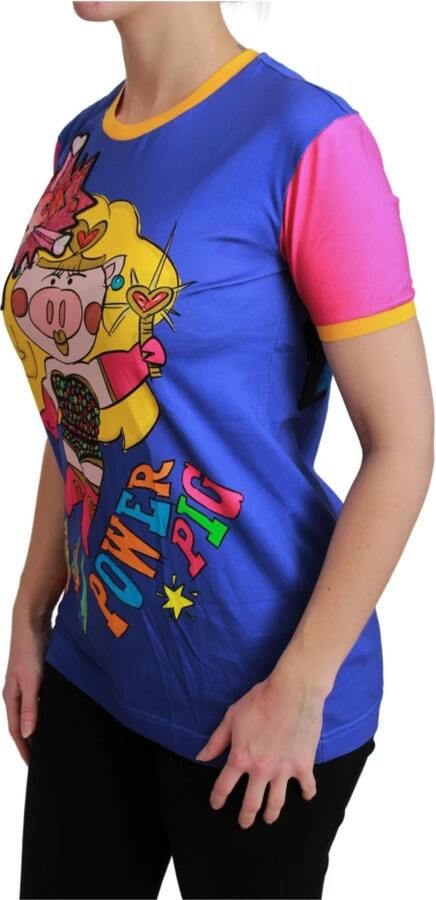 Dolce & Gabbana Paarse Varken Supergirl Katoenen T-shirt Multicolor Dames - Foto 4