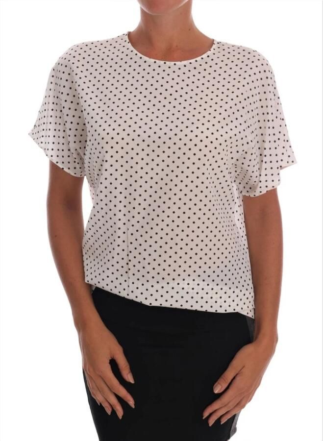 Dolce & Gabbana Tijdloze Polka Dot Zijden Blouse White Dames