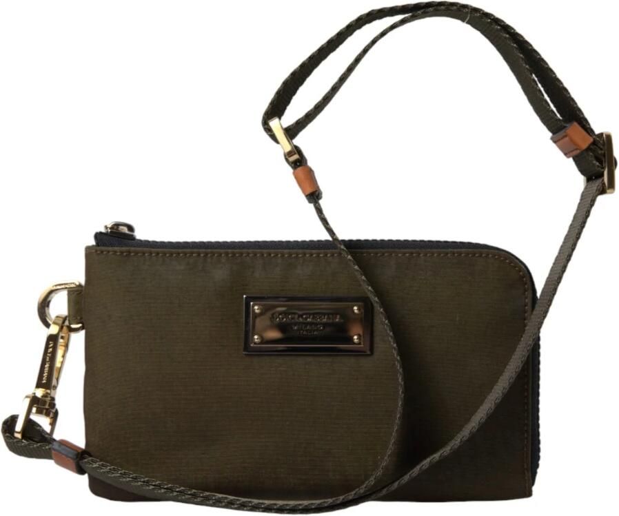 Dolce & Gabbana Donkergroene Nylon Logo Plaque Pouch Green Heren - Foto 5