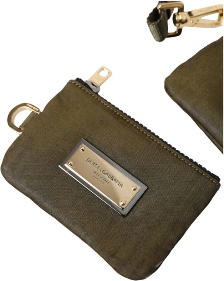 Dolce & Gabbana Donkergroene Nylon Logo Plaque Pouch Green Heren - Foto 2