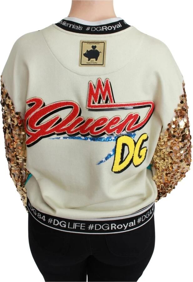 Dolce & Gabbana Varken Pailletten Top Trui Glamoureus en Stijlvol Yellow Dames