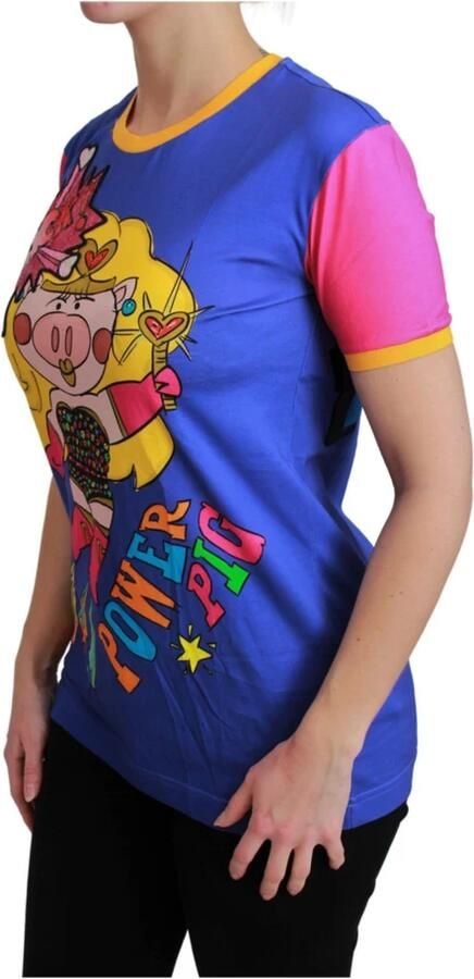 Dolce & Gabbana Paarse Varken Supergirl Katoenen T-shirt Multicolor Dames - Foto 4