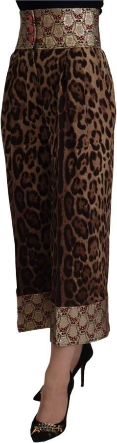Dolce & Gabbana Bruine Luipaard Gouden Jacquard Hoge Taille Broek Brown Dames - Foto 6