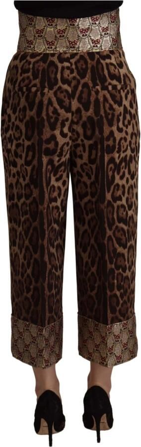 Dolce & Gabbana Bruine Luipaard Gouden Jacquard Hoge Taille Broek Brown Dames - Foto 4