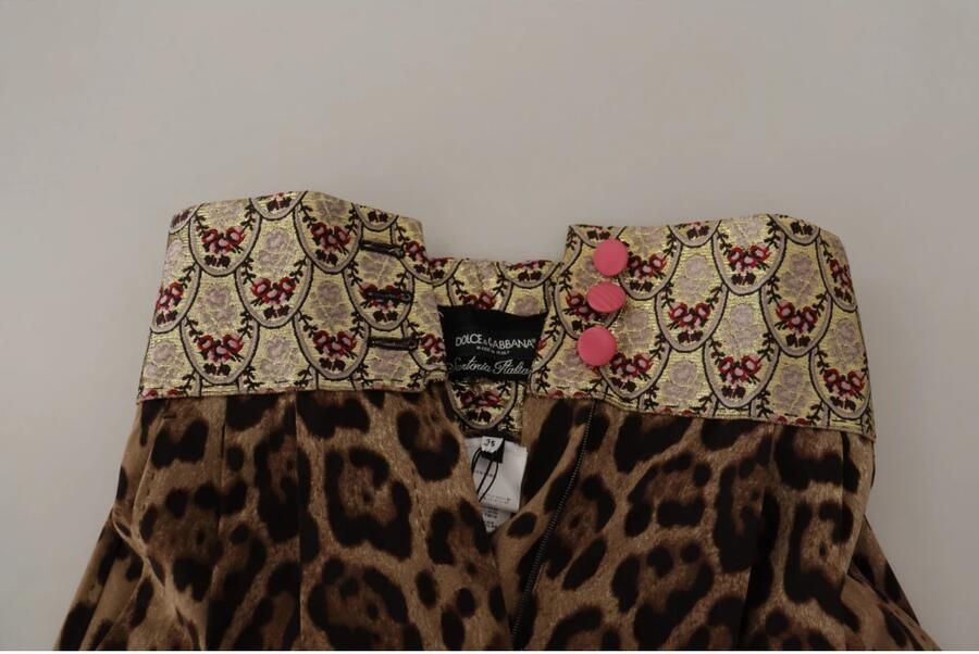 Dolce & Gabbana Bruine Luipaard Gouden Jacquard Hoge Taille Broek Brown Dames - Foto 3