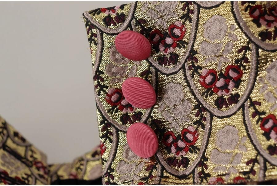 Dolce & Gabbana Bruine Luipaard Gouden Jacquard Hoge Taille Broek Brown Dames