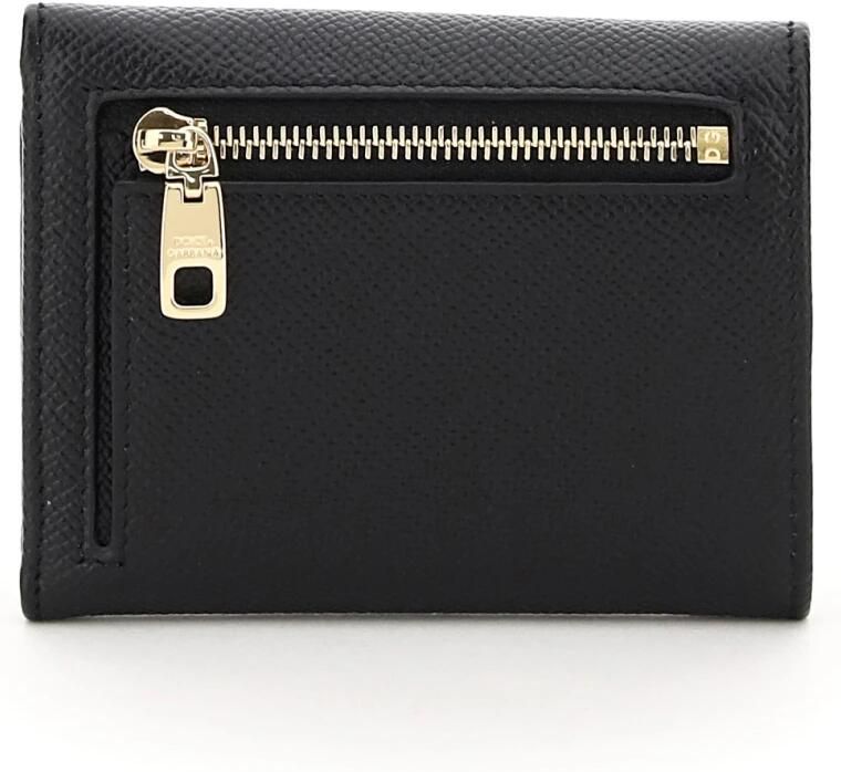 Dolce & Gabbana Luxe Dauphine Leren Portemonnee met Bigalvanic Logo Plaque Black Dames