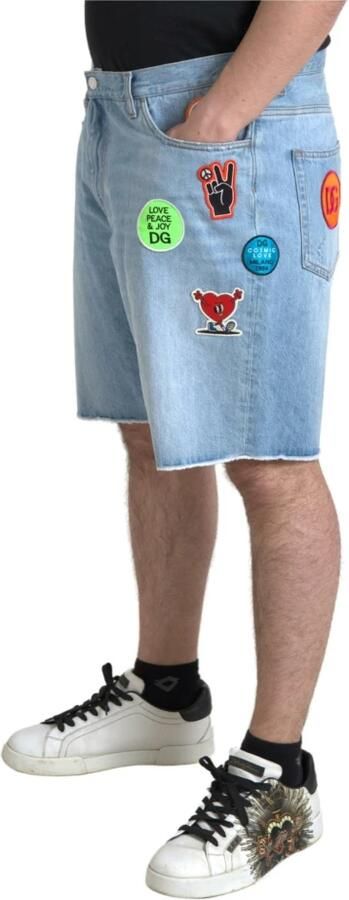 D&G Korte Broek D&G Denim Shorts Patch Detail Relaxte pasvorm - Foto 4