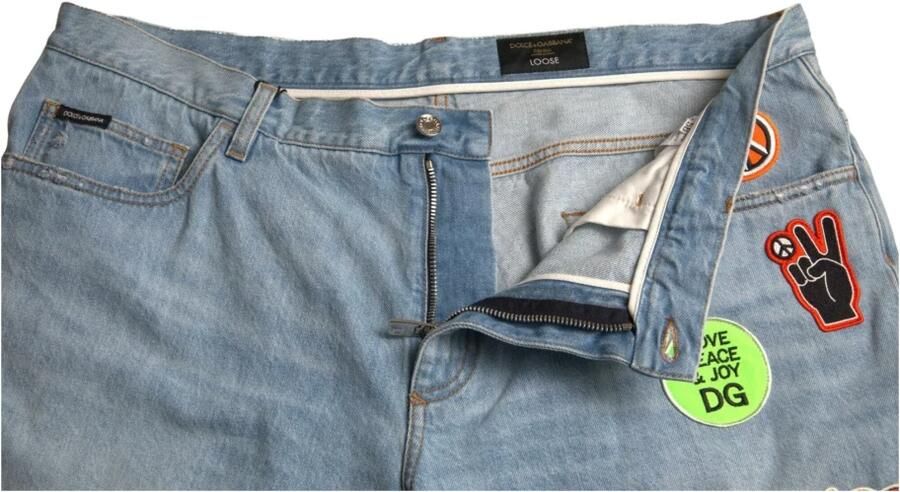 D&G Korte Broek D&G Denim Shorts Patch Detail Relaxte pasvorm