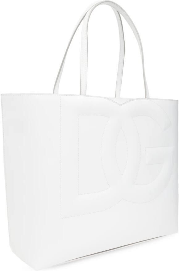 Dolce&Gabbana Totes Dg Logo' White Medium Shopper In Leather in wit - Foto 5