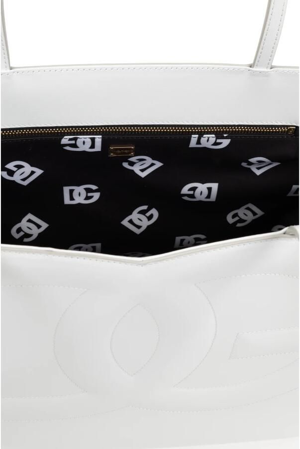 Dolce&Gabbana Totes Dg Logo' White Medium Shopper In Leather in wit - Foto 3