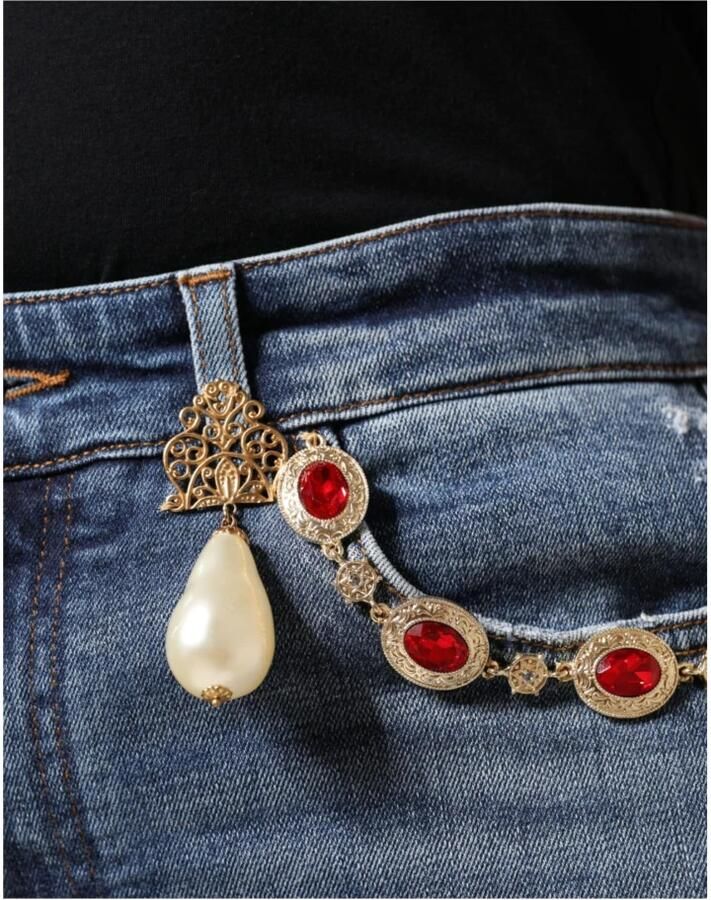 D&G Broek D&G HighWaist Distressed Jeans ParelVerfraaide Stijl