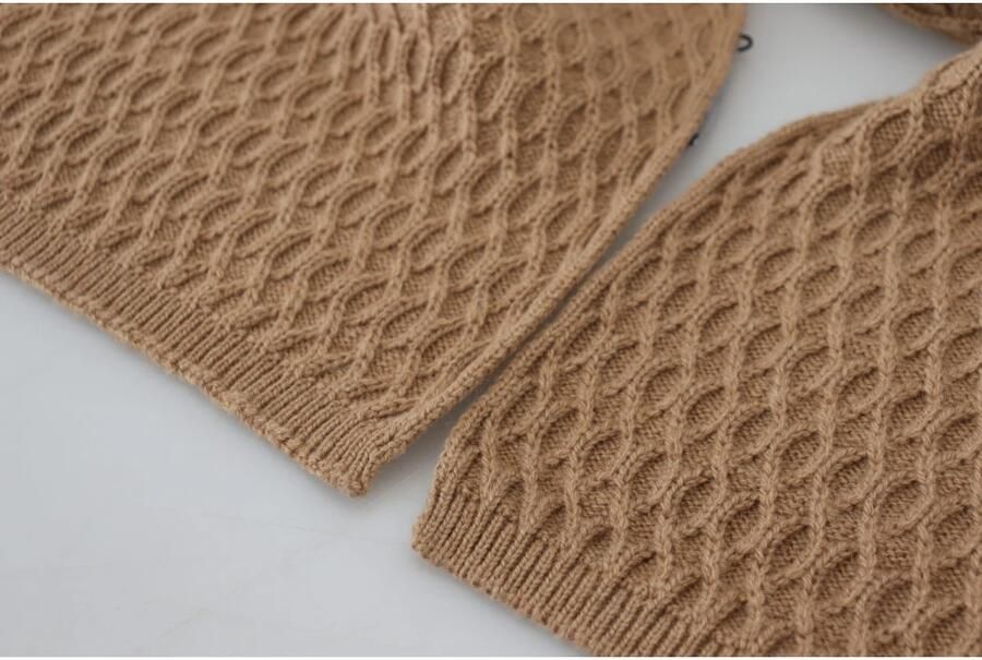 Dolce & Gabbana Donkerbruine Gebreide Sjaal met Logo Details voor Vrouwen Brown Dames - Foto 3