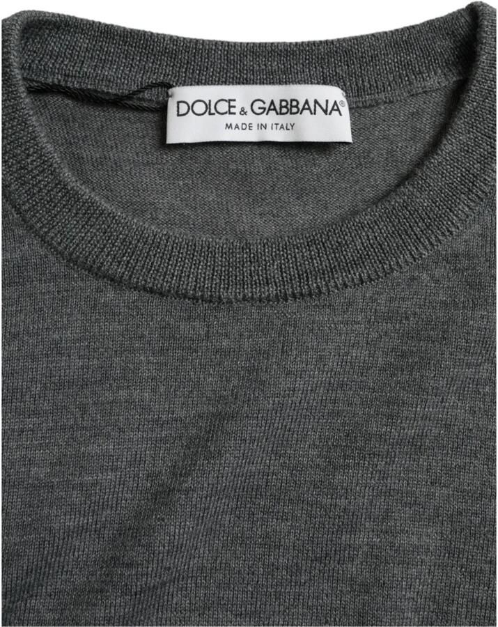 Dolce & Gabbana Donkergrijze Wollen Ronde Hals Trui Gray Heren