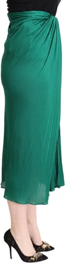 Dolce & Gabbana Dark Green High Waist Midi Pencil Cut Pleated Skirt Groen Dames - Foto 2
