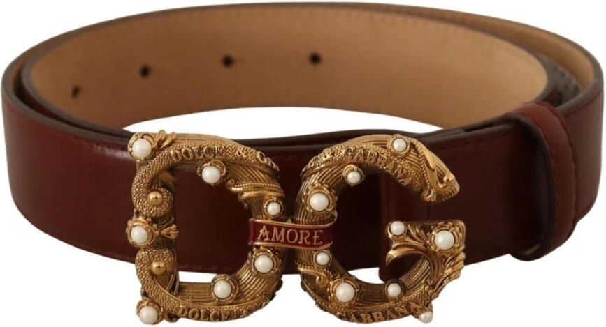 Dolce & Gabbana Elegant Amore Leren Riem met Vintage-Brass Logo Gesp Brown Dames - Foto 2