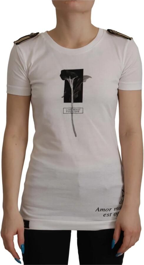 Dolce & Gabbana Elegant bloemenkatoenen T-shirt met ronde hals White Dames - Foto 8