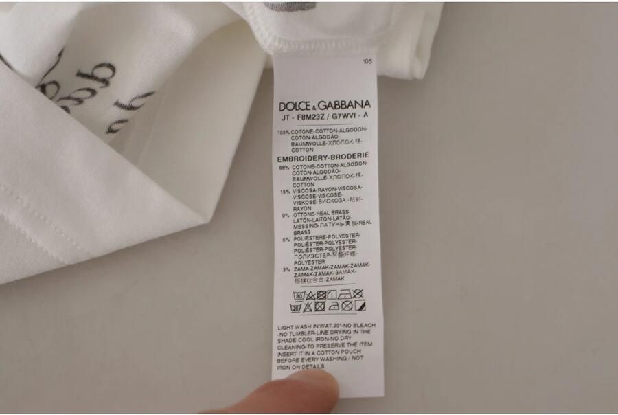Dolce & Gabbana Elegant bloemenkatoenen T-shirt met ronde hals White Dames - Foto 2