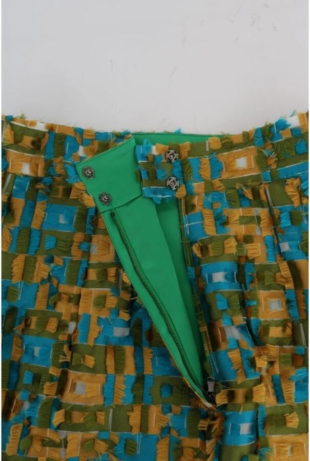 Dolce & Gabbana Elegante Groene Jacquard Pencil Rok Multicolor Dames