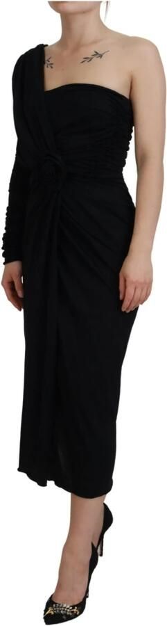Dolce & Gabbana Elegant One-Shoulder Midi Dress Black Dames - Foto 5