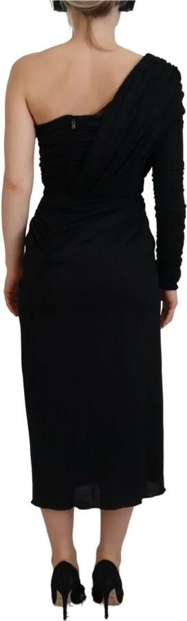 Dolce & Gabbana Elegant One-Shoulder Midi Dress Black Dames - Foto 4
